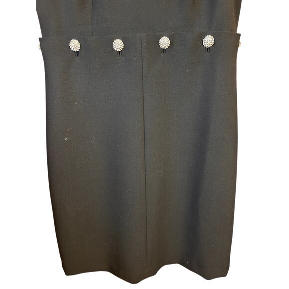 Tory Burch Women’s Black Fremont Midi Rhinestone Buttons Cocktail Dress Size 14 - Picture 13 of 16